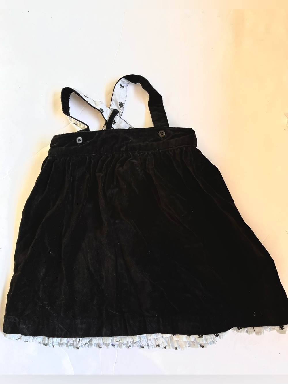 Janie and Jack size 12-18 months Black Velvet Pinafore Dress with Printed Lining